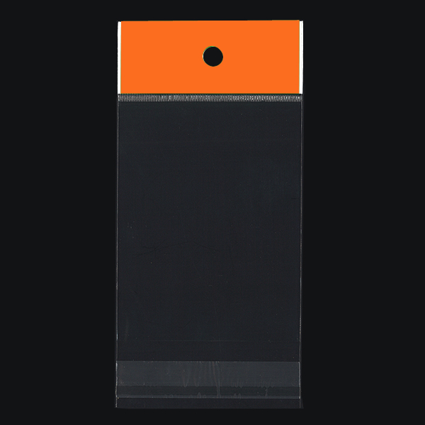 【在庫限り】カラーヘッダー袋・オレンジ　76×100mm／トレカ大サイズ対応　100枚